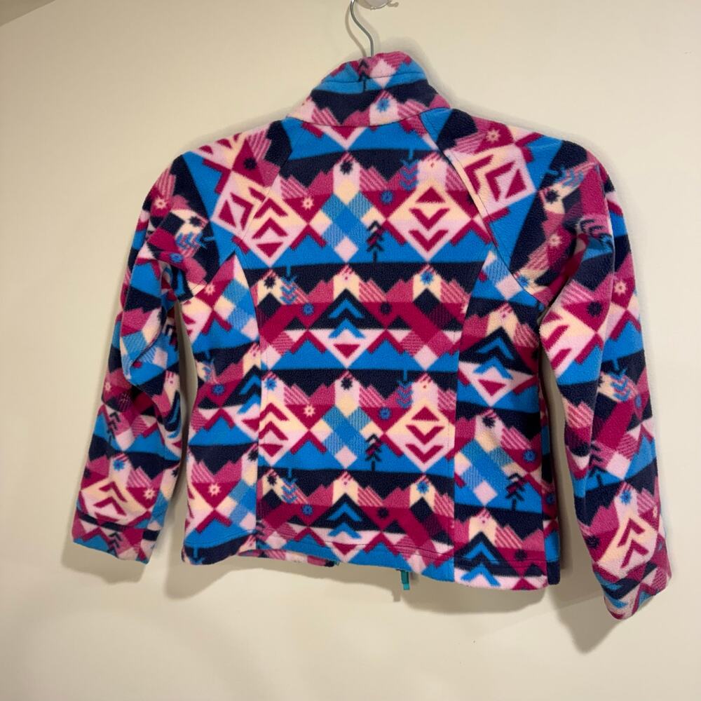 Columbia Girls Full Zip Up Fleece Jacket Pink Blue Kids Size Extra Small 6-6X - Picture 2 of 8